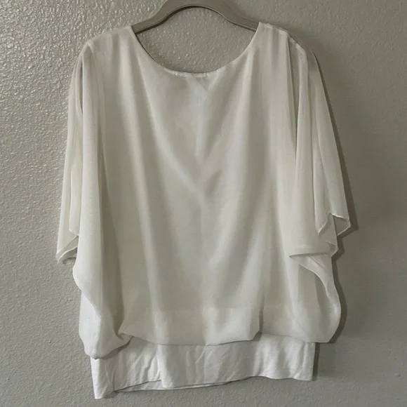 Kim & Cami |  Off-White Sheer Blouse and Tank Combo Top, Size Large - Picture 7 of 9